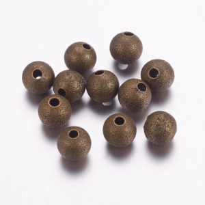 Margele metalice - Margele stardust, alama, bronz antichizat- rotunde, simple, 4 mm - 1 bucata