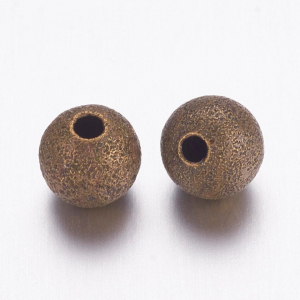 Margele metalice - Margele stardust, alama, bronz antichizat- rotunde, simple, 6 mm - 1 bucata