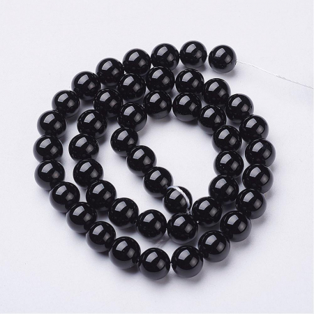 Onix negru rotund pietre semipretioase, 8 mm - 1 bucata [2]
