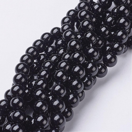 Onix negru rotund pietre semipretioase, 8 mm - 1 bucata [1]