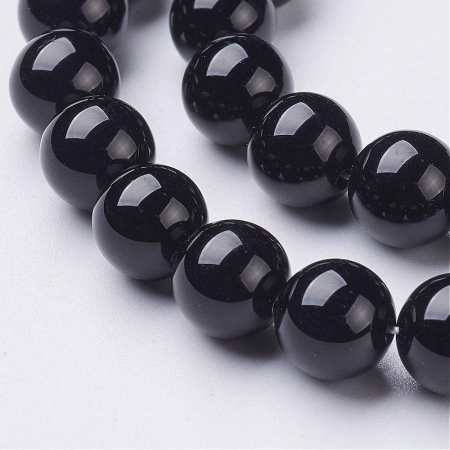 Onix negru - Onix negru rotund pietre semipretioase, 8 mm - 1 bucata