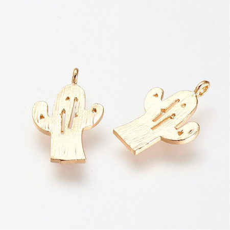 Charm, Pandant, Conector - Pandant cactus, placat cu aur, 17X11 mm, 1 buc