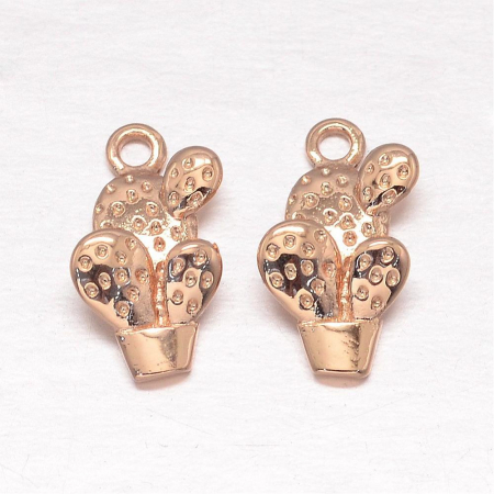 Charm, Pandant, Conector - Pandant cactus, placat cu aur,