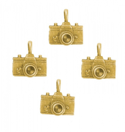 Charm, Pandant, Conector - Pandant, charm aparat foto, auriu antichizat - 20 mm - 1 bucata
