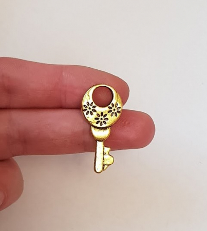 Charm, Pandant, Conector - Pandant, charm cheie, auriu antichizat - 30 mm - 1 bucata