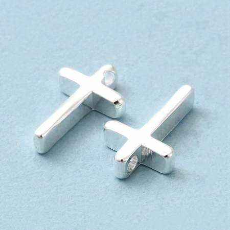 Charm, Pandant, Conector - Pandant charm cruce alama placata cu argint 925, 13X8 mm, 1 buc