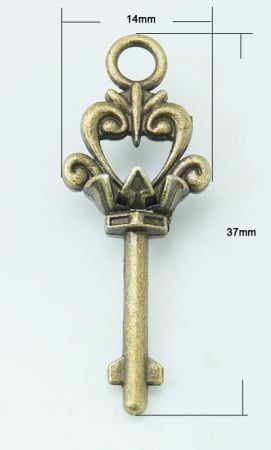 Pandant - Pandant cheie, bronz antichizat, 37X14 mm- 1 bucata