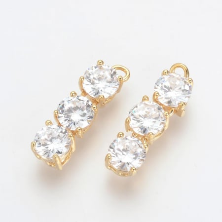 Charm, Pandant, Conector - Pandant Cubic Zirconia din alama placata cu aur,