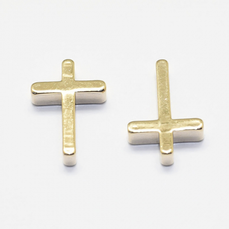 Charm, Pandant, Conector - Pandant charm cruce alama placata cu aur