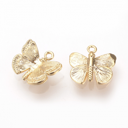 Charm, Pandant, Conector - Charm pandant fluturas, placat cu aur