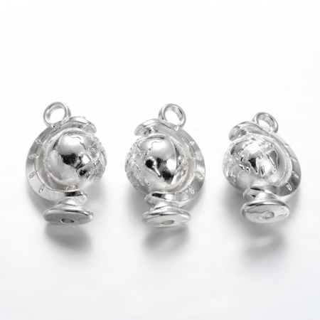 Pandant glob pamantesc, argintiu, rotitior, 18X12 mm, 1 buc [1]