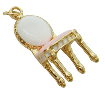 Charm, Pandant, Conector - Pandant scaun emailat, auriu, 13X31 mm - 1 bucata