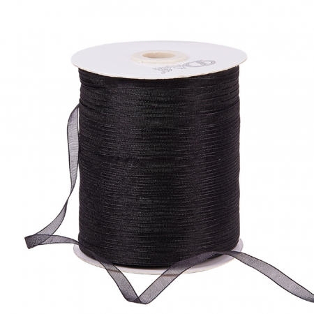 Panglica, elastic - Panglica din organza neagra, 6 mm grosime