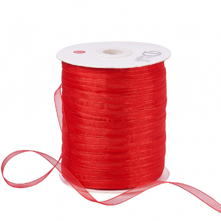 Panglica, elastic - Panglica din organza rosie, 6 mm grosime