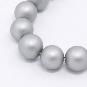 Perle de cultura - Perle rotunde frosted shell pearl, 4 mm, gri deschis, 1 bucata