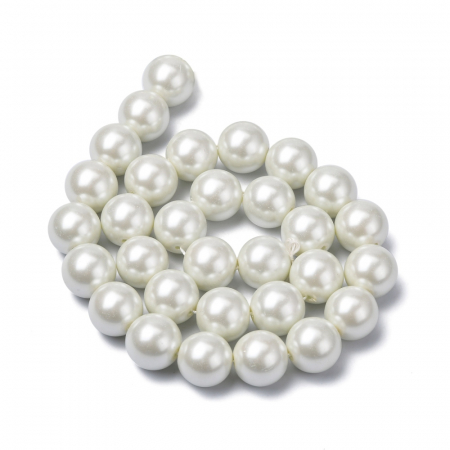 Perle de sticla - Perle de sticla, albe, rotunde 14 mm- 1 bucata