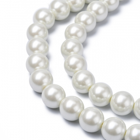 Perle de sticla, albe, rotunde 14 mm- 1 bucata [3]