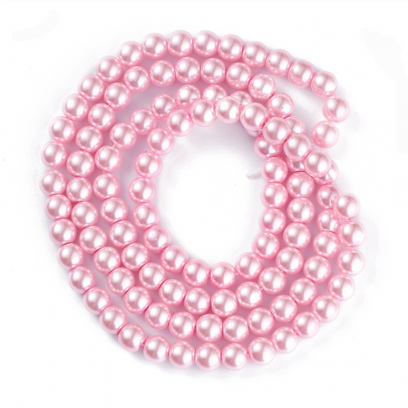 Perle de sticla - Perle de sticla roz, rotunde 8 mm, 1 bucata