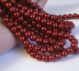 Perle de sticla - Perle de sticla, grena, rosu inchis, rotunde 8 mm- 10 bucati