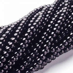 Perle de sticla, negre, rotunde 6 mm- 10 bucati [1]