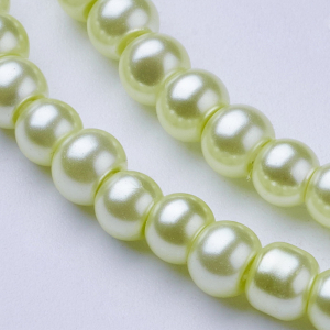 Perle de sticla - Perle de sticla, verde deschis, rotunde 6 mm- 10 bucati