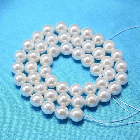 Perle rotunde shell pearl, 6 mm, perla alba, lucioasa, 1 bucata [2]