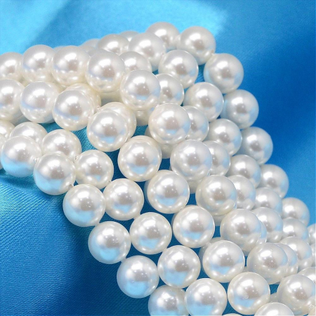 Perle de cultura - Perle rotunde shell pearl, 6 mm, perla alba, lucioasa, 1 bucata