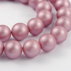 Perle de cultura - Perle rotunde frosted shell pearl, 6 mm, roz flamingo, 1 bucata