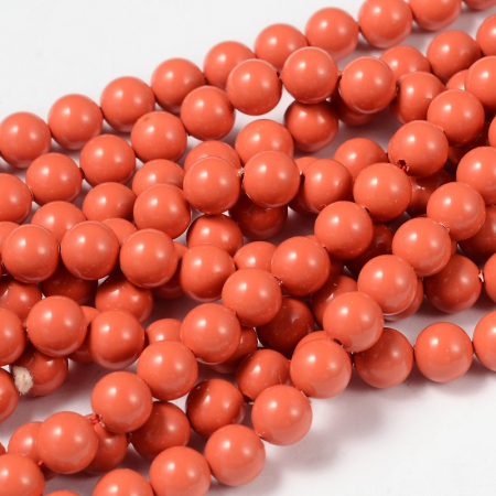 Perle rotunde shell pearl, 6 mm, coral, corai 1 bucata [2]