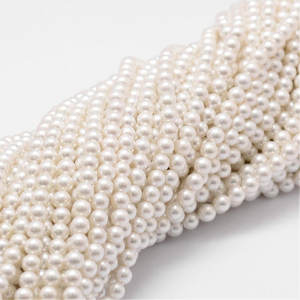 Perle de cultura - Perle rotunde frosted shell pearl, 4 mm, alb, 1 bucata