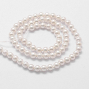 Perle rotunde frosted shell pearl, 4 mm, alb, 1 bucata [2]