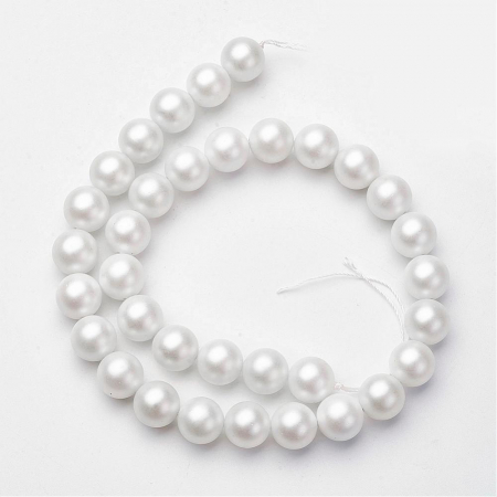 Perle rotunde frosted shell pearl, 6 mm, alb perla, 1 bucata [1]