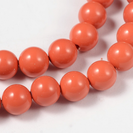 Perle de cultura - Perle rotunde shell pearl, 6 mm, coral, corai 1 bucata
