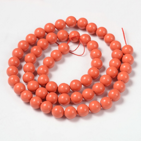Perle rotunde shell pearl, 6 mm, coral, corai 1 bucata [1]