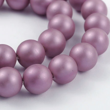 Perle de cultura - Perle rotunde frosted shell pearl, 8 mm, Old Rose, 1 bucata