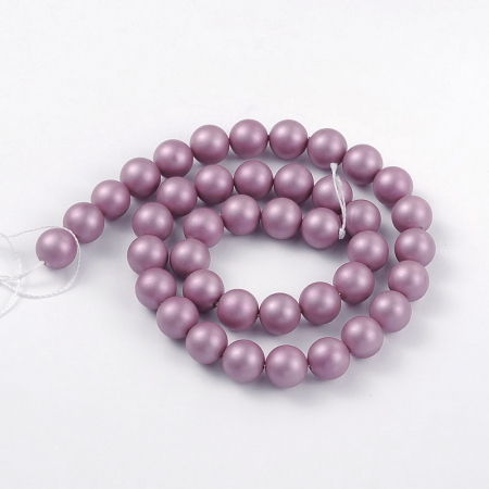 Perle rotunde frosted shell pearl, 8 mm, Old Rose, 1 bucata [1]