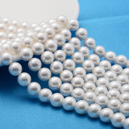 Perle rotunde shell pearl, 8 mm, Alb, 1 bucata [1]