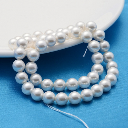 Perle rotunde shell pearl, 8 mm, Alb, 1 bucata [2]