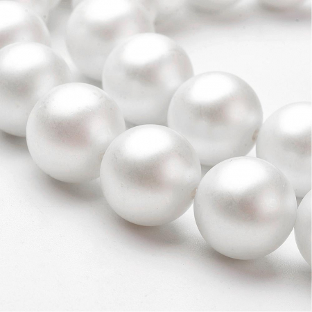 Perle de cultura - Perle rotunde frosted shell pearl, 8 mm, Alb, 1 bucata