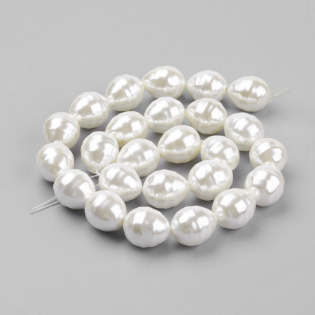 Perle rotunde shell pearl, 16~16.5mm X13~13.5mm, alb, 1 bucata [2]