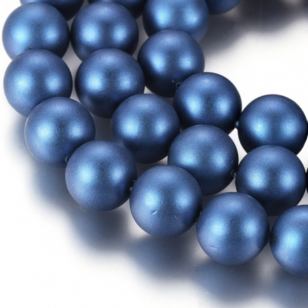 Perle de cultura - Perle rotunde frosted shell pearl, 8 mm, Marine Blue, 1 bucata