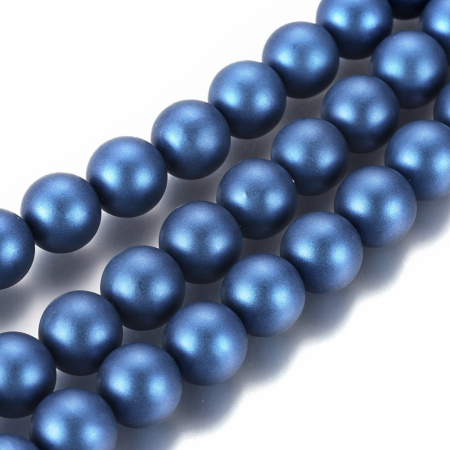 Perle rotunde frosted shell pearl, 8 mm, Marine Blue, 1 bucata [2]