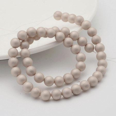 Perle de cultura - Perle rotunde frosted shell pearl, 8 mm, Antique White, 1 bucata