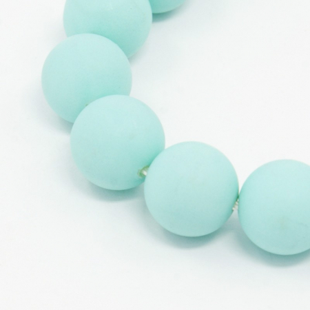 Perle rotunde frosted shell pearl, 8 mm, Pale Turquoise, 1 bucata [1]