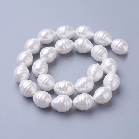 Perle de cultura - Perle rotunde shell pearl, 15.5~16.5mm X13~13.5mm, alb, 1 bucata