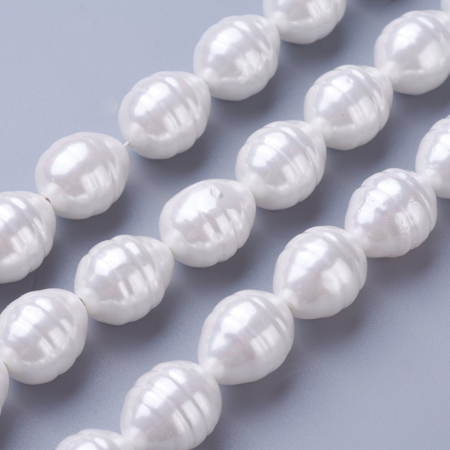 Perle rotunde shell pearl, 15.5~16.5mm X13~13.5mm, alb, 1 bucata [2]