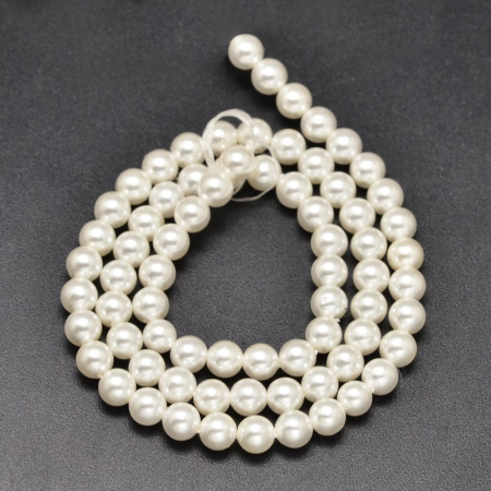 Perle rotunde shell pearl, 8 mm, Alb, 1 bucata [3]