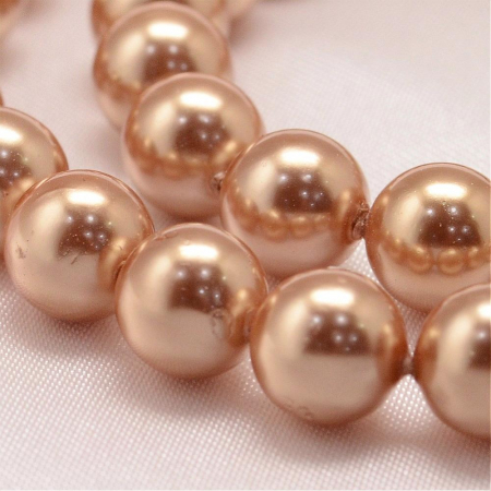 Perle rotunde shell pearl, 8 mm, dark goldenrod, 1 bucata [1]