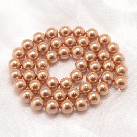 Perle de cultura - Perle rotunde shell pearl, 8 mm, dark goldenrod, 1 bucata