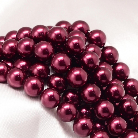 Perle rotunde shell pearl, 8 mm, dark red, rosu inchis, 1 bucata [3]